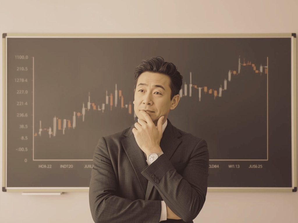 資産運用に悩む男性の画像