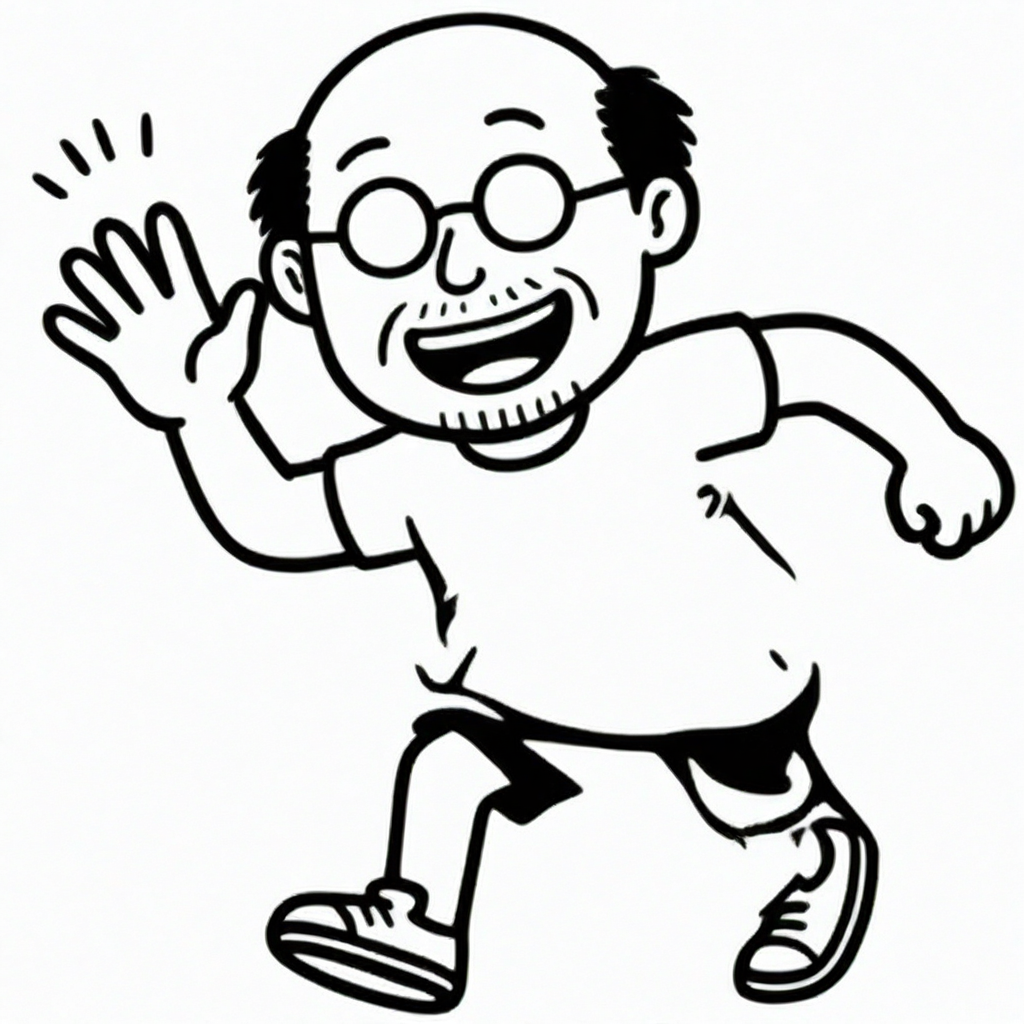 OYAJIくん。ハゲ・丸メガネ・無精ひげ・黒Tシャツがチャームポイントの、どこかで見たような誰かです